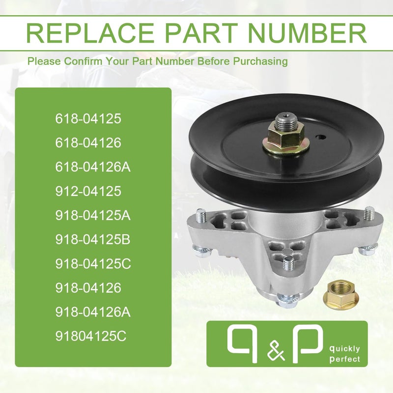 QP q&p 918-04125C Spindle Assembly Replace 112-0370 918-04126 11962 82-403 285-867 285-312 Fit Mower Deck i1050 with 4 BoIt Height 6 3/8"" - Image 4